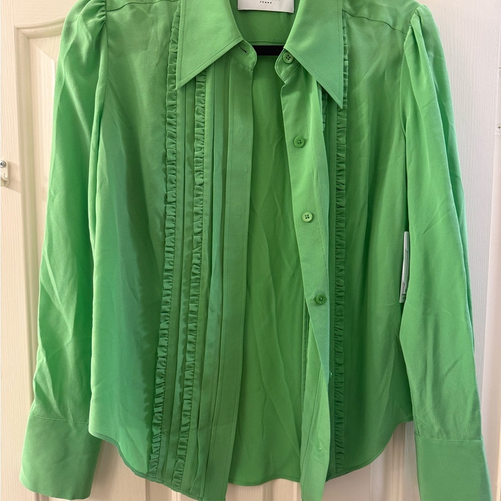 Equipment Vibrant Green Silk Blouse